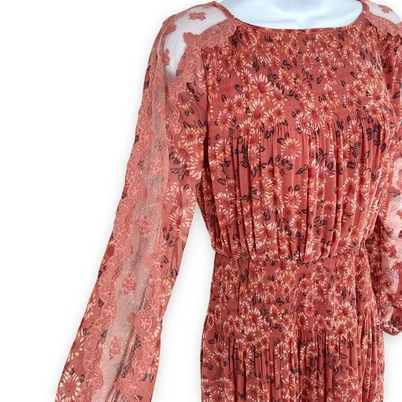 Free People Rose Glow Floral Open Waters Charlotte Dress Size XS - Picture 3 of 9
